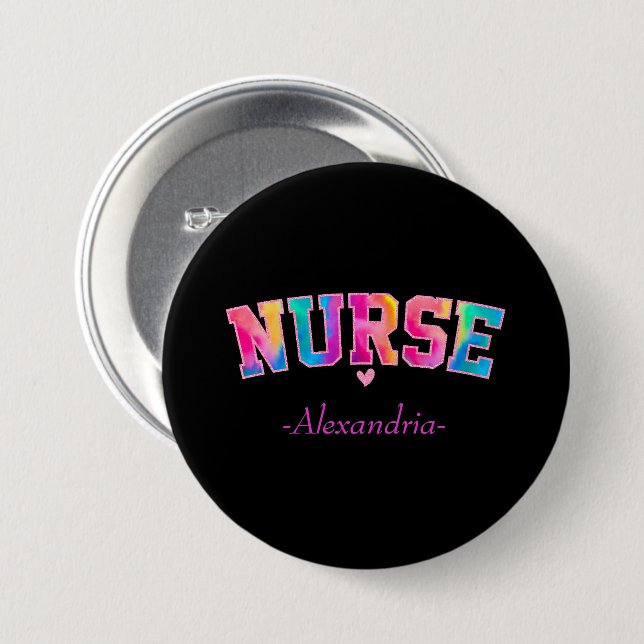 "Nurse" in Elegant Rainbow Colors | Vibrant & 7.5 Cm Round Badge (Front & Back)