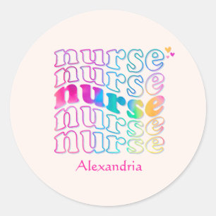 "Nurse" in Elegant Rainbow Colours Classic Round Sticker