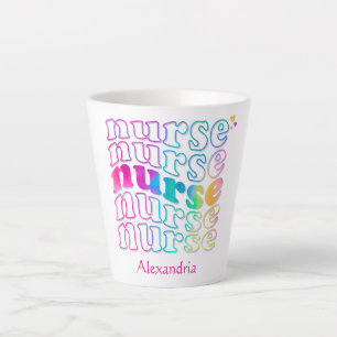 "Nurse" in Elegant Rainbow Colours Latte Mug