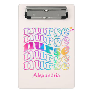 "Nurse" in Elegant Rainbow Colours Mini Clipboard
