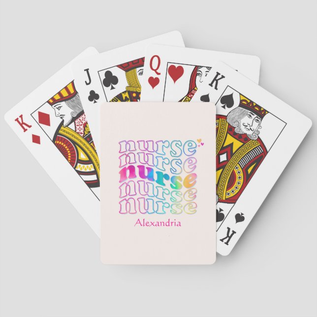 "Nurse" in Elegant Rainbow Colours Playing Cards (Back)