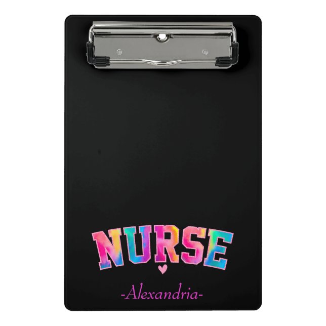 "Nurse" in Elegant Rainbow Colours | Vibrant & Mini Clipboard (Front)