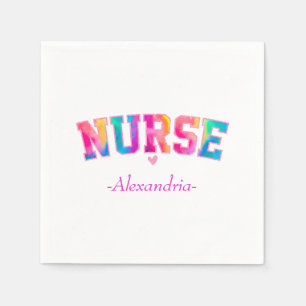 "Nurse" in Elegant Rainbow Colours Vibrant & Napkin