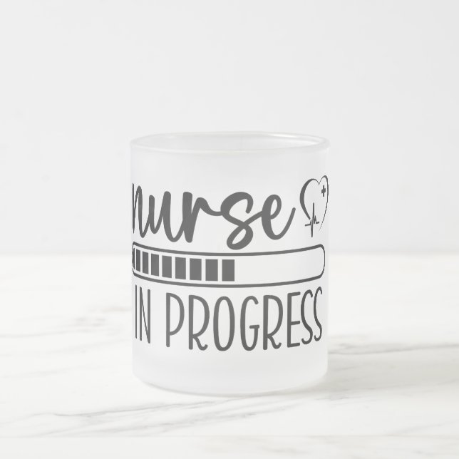 Nurse in Progress  Frosted Glass Mug (Center)