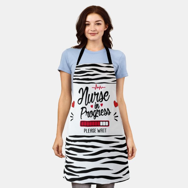 Nurse in progress loading fun zebra skin fur apron (Worn)