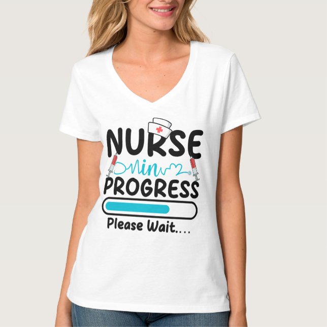 Nurse in Progress Loading Women V-Neck T-Shirt (Front)