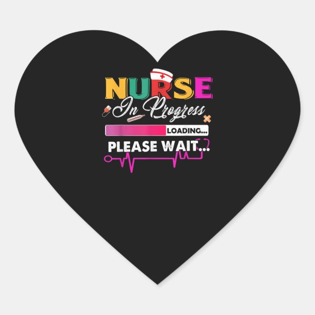 Nurse In Progress Nurse Funny Nursing School Soon Heart Sticker (Front)