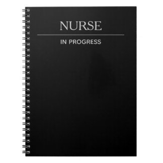Nurse In Progress Simple Custom Black Notebook