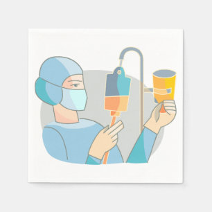 Nurse In Scrubs Paper Napkins