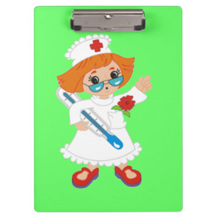 Nurse in uniform clipboard