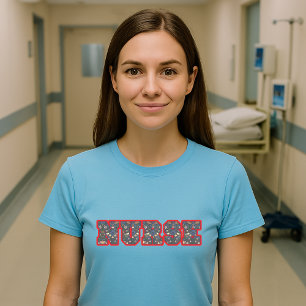 NURSE in William Morris Strawberry Thief Pattern T-Shirt