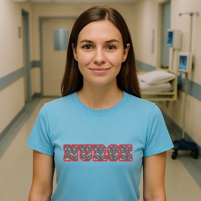 NURSE in William Morris Strawberry Thief Pattern T-Shirt (Creator Uploaded)