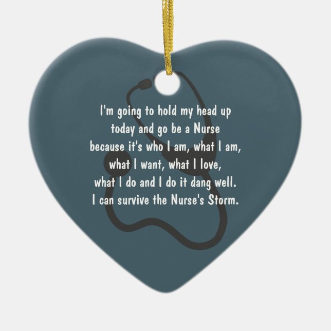 Nurse Inspirational Heart Christmas Gift  Ceramic Tree Decoration (Front)