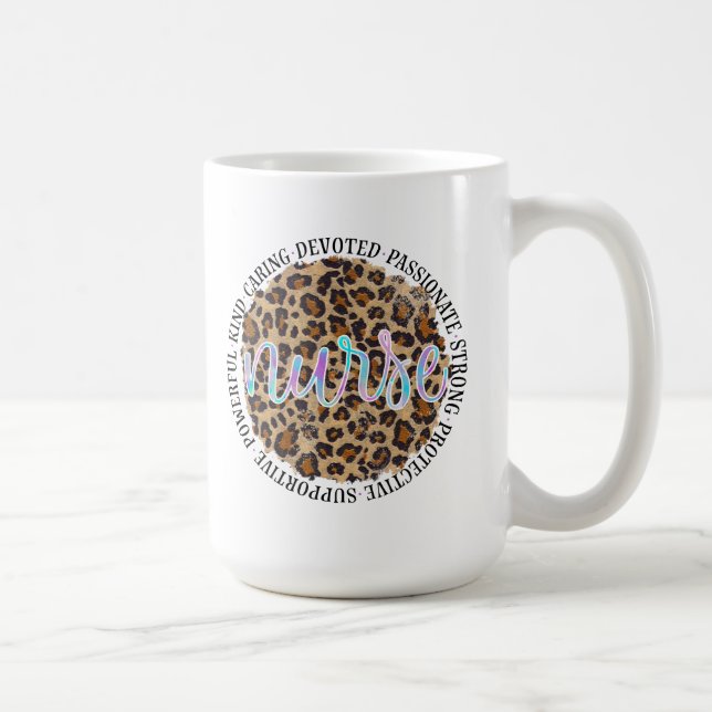 "Nurse" & Inspiring Traits - Leopard Print Coffee Mug (Right)