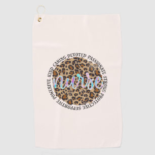 "Nurse" & Inspiring Traits - Leopard Print Golf Towel