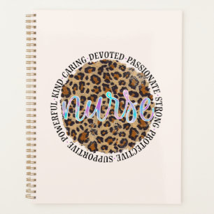 "Nurse" & Inspiring Traits - Leopard Print Planner