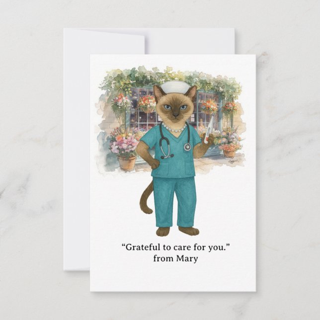 Nurse is drinking coffee in the park Autumn  Thank You Card (Front)