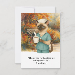Nurse is drinking coffee in the park Autumn  Thank You Card