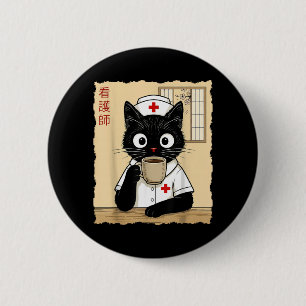 Nurse Japanese Cat 6 Cm Round Badge