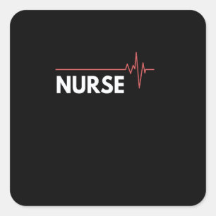 Nurse job heart hard work hospital heartbeat square sticker
