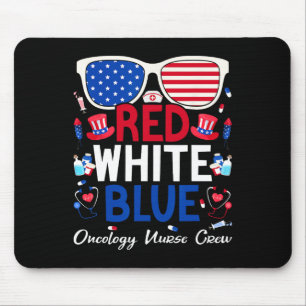 Nurse July 4th Red White Blue Oncology Nurse Crew  Mouse Mat