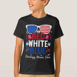 Nurse July 4th Red White Blue Oncology Nurse Crew T-Shirt