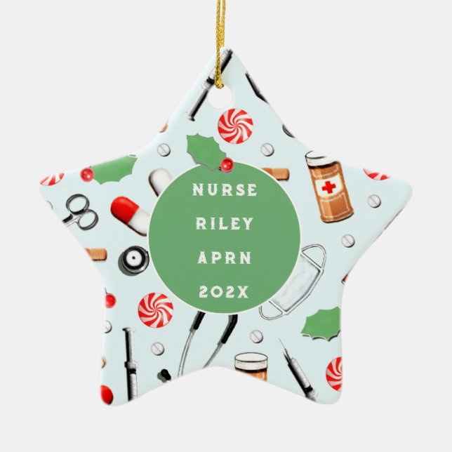 Nurse Keepsake Gift Ceramic Tree Decoration (Front)