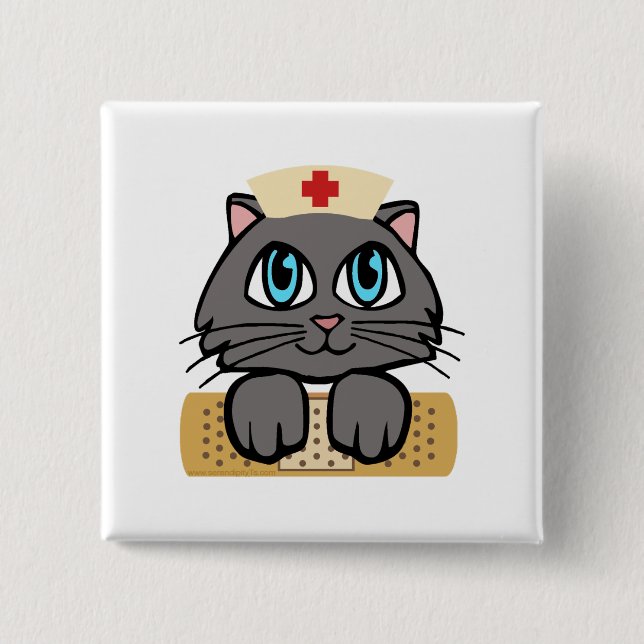 Nurse Kitten (Blue Eyes) 15 Cm Square Badge (Front)
