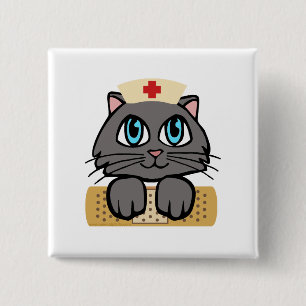 Nurse Kitten (Blue Eyes) 15 Cm Square Badge