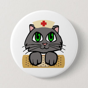 Nurse Kitten (Green Eyes) 7.5 Cm Round Badge