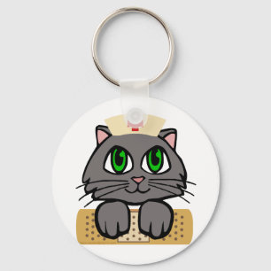 Nurse Kitten (Green Eyes) Key Ring