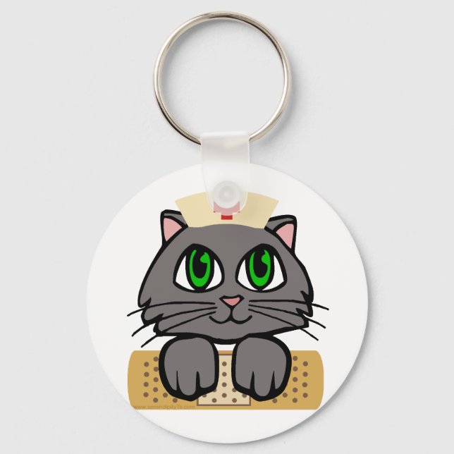 Nurse Kitten (Green Eyes) Key Ring (Front)