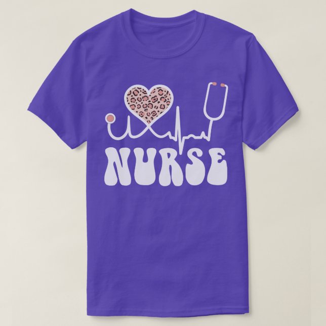 Nurse Leopard Print Heartbeat Nurse Appreciation G T-Shirt (Design Front)