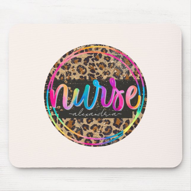 Nurse Leopard Print Mouse Mat (Front)