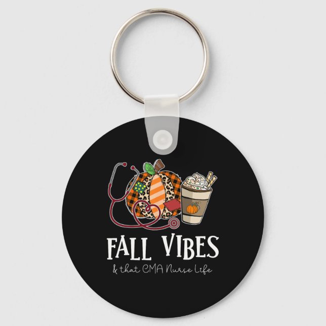 Nurse Leopard Pumpkin Fall Vibes And That CMA Nurs Key Ring (Front)