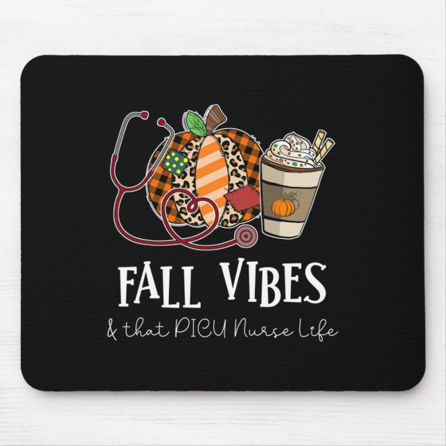 Nurse Leopard Pumpkin Fall Vibes And That PICU Nur Mouse Mat (Front)