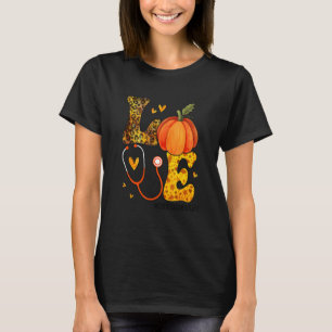 Nurse Leopard Pumpkin Thanksgiving Love Clinical N T-Shirt
