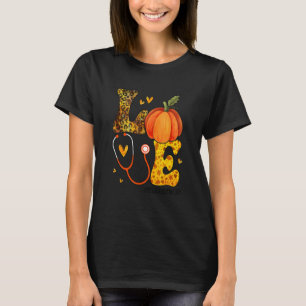 Nurse Leopard Pumpkin Thanksgiving Love Triage Nur T-Shirt