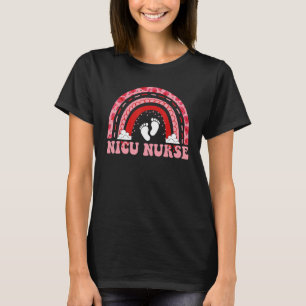 Nurse Leopard Rainbow  NICU Nurse Valentines Day h T-Shirt