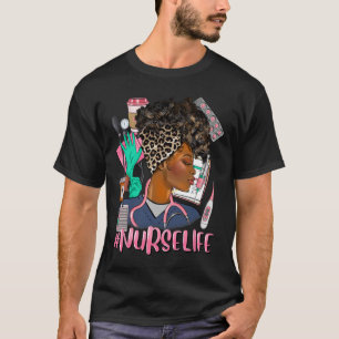 Nurse Life African American Black Women Leopard Nu T-Shirt