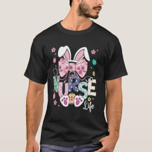 Nurse Life Bow Stethoscope Happy Easter Bunny Nurs T-Shirt
