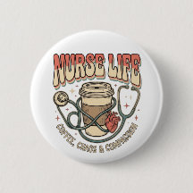 Nurse Life Coffee and Chaos Retro Heart Stethoscop