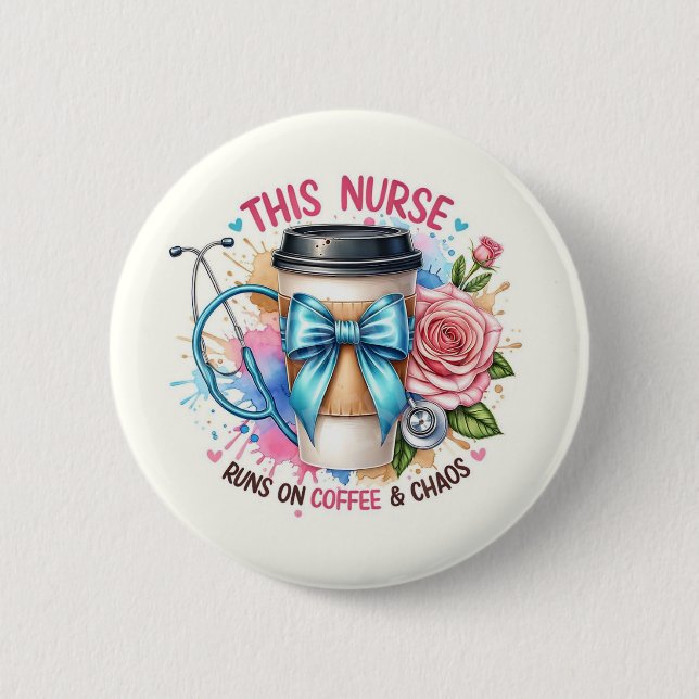 Nurse Life Coffee & chaos pin (Front)