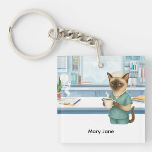 Nurse life Coffee First for cat lovers Key Ring