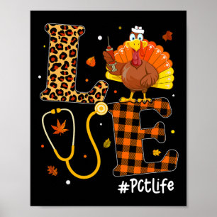 Nurse Life Fall Pct Nurse Leopard Plaid Thanksgivi Poster