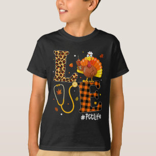 Nurse Life Fall Pct Nurse Leopard Plaid Thanksgivi T-Shirt