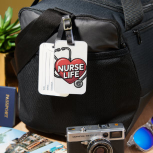"Nurse Life" Graphic Design with Heart  Luggage Tag