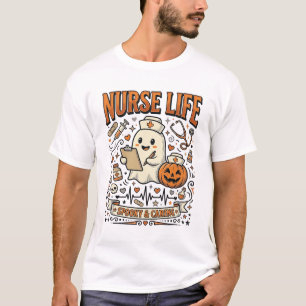 Nurse Life Halloween Ghost Pumpkin Vintage Shirt D