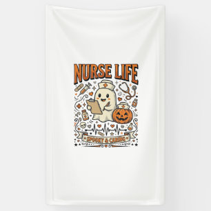 Nurse Life Halloween Ghost Pumpkin Vintage Shirt D Banner