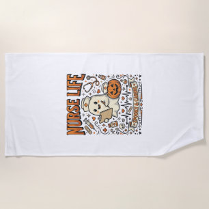 Nurse Life Halloween Ghost Pumpkin Vintage Shirt D Beach Towel